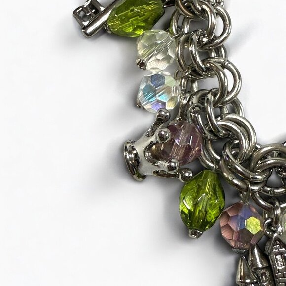Her Royal Highness PRINCESS Charm Bracelet – Silver Tone, Crystal Beads, Toggle - Picture 4 of 11
